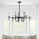 Farmhouse Black Chandelier, Modern Candle Hanging Lamp, Round LED Ceiling Pendant Lights for Kitchen Island Living Room Bedroom Dining Room (Black-B 9Lights) by CozyNest Decor
