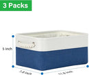 Bidtakay Small Storage Baskets for Shelves 3 Pack Fabric Storage Bins for Organizing Linen Collapsible Organizer for Closet-White&Blue by TinyTreasures Baby Boutique