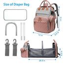 Jeryswet Baby Diaper Bags with Changing Station, Waterproof Large Capacity Diaper Bag Backpack for Moms Dads with USB Charging Port and Stroller Straps, Baby Shower Gifts, Pink-Grey by TinyTreasures Baby Boutique