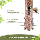 MIXXIDEA 2PK Metal Wild Bird Feeder Squirrel Proof Bird Feeders for Outside Hanging 6 Port Tube Bird Feeder Transparent Finch Feeder with Steel Hanger (Bronze) by CozyNest Decor
