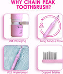 Kids Sonic Electric Toothbrush, Rechargeable Smart Toothbrush for Children, Toothbrush for Toddlers Boys Girls Age 3-12 with 30s Reminder, 2 Mins Timer, 6 Modes, 6 Brush Heads by TinyTreasures Baby Boutique