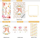 Custom Baby Bedding Set - 5 Pcs Customized Nursery Bedding Set with Name - Comfortable Double Layer Crib Sets for Girls Boys - Personalized Gifts for Toddler Infant New Parents - Orange Flowers by TinyTreasures Baby Boutique