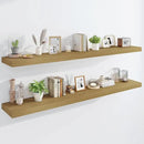 Marsmiles 72" Floating Shelves for Wall, Wooden Shelves with Invisible Brackets Set of 2, Rustic Farmhouse Wall Mounted Shelf for Kitchen Bathroom Living Room Study, Natural Oak
