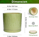 8 Inch Plant Pots - Ceramic Planter for Indoor Plants Outdoor, Round Ceramic Flower Pots with Drainage Hole and Saucer, Boho Decorative Planter, Home Bedroom Decor, Birthday Gifts, Green by GreenHaven Gardens