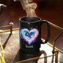 Personalized Love Heart Ceramic Mug, Custom Name Black Cup 11oz Or 15oz, Customized Celestial Themed Coffee Mug, Valentine's Day Themed Keepsake Cup, Gift For Him Her, Heart Mug by CozyNest Decor