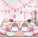 2 Pack Kids Teepee Tent with Mattress,Fitted Sheet,Light String,Washable Natural Cotton Toddler Play Tent for Girls Boys Indoor Outdoor Sleepover Slumber Birthday Party(Pink and White) by TinyTreasures Baby Boutique