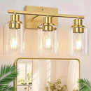 3-Light Vanity Lights with Clear Glass Shades, Brushed Gold Bathroom Light Fixtures Over Mirror, Modern Bathroom Wall Lamp for Mirror Living Room Cabinet Bedroom Porch by CozyNest Decor