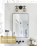 Black and Gold Bathroom Light Fixture, Farmhouse Wall Sconce Lighting with Clear Glass and Honeycomb Metal Shade, 2-Light Black Brass Vanity Light Over Mirror, AD-22001-2W-BK by CozyNest Decor