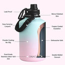 DRINCO Stainless Steel Water Bottle Spout Lid Vacuum Insulated Double Wall Water Bottle Wide Mouth (64oz 40oz 32oz 22oz 18oz 14oz) Leak Proof Keep Cold Sport Camping Hiking (64 oz, 64oz Macaron) by CozyNest Decor