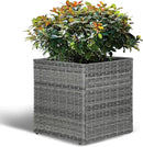 LEWIS&WAYNE Large Square Planter Box Handmade Wicker Tall Planters for Outdoor Plants with Removable Liners Modern Planter for Indoor Outdoor Garden Patio Front Porch - Gray, 17''x17''x18'' by CozyNest Decor