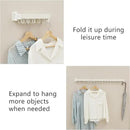 Clothes Drying Rack Wall Mounted, Laundry Drying Rack Collapsible, Space Saving Wall Drying Rack Clothing Foldable, Tri-Fold Retractable Rack Outdoor Indoor with 18 Hooks(White，Loop-Shape Hooks) by CozyNest Decor