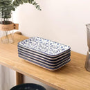 Selamica Ceramic Rectangular Salad Plates Set of 4, 8 Inch Small Serving Plates for Appetizers, Sushi, Fruit, Vintage Blue by CozyNest Decor