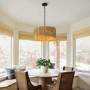 5-Light Boho Chandelier Light Fixture, 18.5" Large Raffia Drum Chandelier Hand Woven Coastal Pendant Light for Dining Room Kitchen Entryway Foyer Bedroom by GreenHaven Gardens