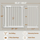 Fairy Baby Easy Step Safety Gates for Doorways Extra Wide Pet Gate for Dogs, 43.5 Inch to 48 Inch with Pressure Mounted Extention Kit, White by TinyTreasures Baby Boutique