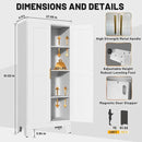 White Metal Kitchen Storage Cabinet, Kitchen Pantry Storage Cabinet with Doors and Shelves, Storage Cabinet with Adjustable Leveling Foot for Kitchen, Living Room and Dining Room. 61" H by CozyNest Decor
