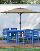 Patio Dining Set for 4 with Umbrella Hole - 66" Outdoor Table & 4 Chairs, All-Weather HDPE Outdoor Furniture for Lawn, Garden, Backyard, Poolside, Navy by GreenHaven Gardens