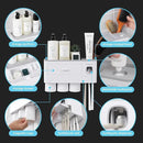 HubiCare Toothbrush Holder with Toothpaste Dispenser Wall Mounted for Bathroom, Automatic Toothpaste Squeezer, Bathroom Organization and Storage, 5 Toothbrush Slots (3 Cups) by CozyNest Decor