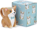 Burton Corgi Coffee Mug with Gift Box, Brown Porcelain Ceramic Cup with Handle, 10 oz Capacity by CozyNest Decor