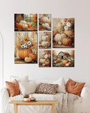 Autumn Pumpkin and Watering Can Canvas Wall Art, Rustic Fall Leaves Print Farmhouse Picture for Thanksgiving Decorations, Fall Wall Art Decor Ready to Hang by CozyNest Decor