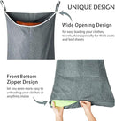 XL Large Hanging Laundry Hamper, Over the Door Laundry Bag with Zipper and Wide Open Top,Hanging Hamper for Storage Laundry, Clothes, Toys,36x 22 Inch, Heather Grey 2Pack. by CozyNest Decor