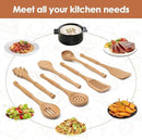comfoyar Wooden Spoons for Cooking, 7 Pieces Kitchen Cooking Utenails Set with Spatula and Ladle, Heat Resistant Kitchen Cookware for Nonstick Pan-Beech by CozyNest Decor