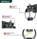 Muskoka Lifestyle Products Black Outdoor Weatherproof Wall Sconce Light Fixture, Rustic Porch Light, Entryway Light, Outdoor Wall Sconce Lantern by CozyNest Decor