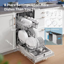 Midea MDF18A1AWW Built-in Dishwasher with 8 Place Settings, 6 Washing Programs, Stainless Steel Tub, Heated Dry, Energy Star, White by TinyTreasures Baby Boutique