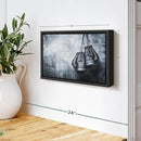ElephantStock Boxing Gloves Wall Art - Horizontal Framed Canvas - 1-Piece Living Room Wall Decor - Photography Sports Canvas Print - Black and Gray Decor for Wall - 13" X 9" by CozyNest Decor