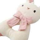 Organic Cotton Stuffed Animal Rattle Baby Toys, Plush Bunny Cuddle Cloth and Hand Grip Ring Rattles Plush Toy Set for Newborns Infant Boys Girls, 2 PCS by TinyTreasures Baby Boutique