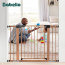 Mom's Choice Award Winner-BABELIO 26-40 Inch Metal Baby Gate with Wood Pattern, Easy Install Pressure Mounted Dog Gate, Ideal for Stairs and Doorways, with Wall Protectors and Extension Kits by TinyTreasures Baby Boutique