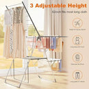 Bigzzia Clothes Drying Rack Foldable, 2-Level Large Laundry Drying Rack Collapsible, Stainless Steel Drying Rack Clothing for Indoor Outdoor, Easy to Fold, 33 Drying Rails, 142cm, Gray by CozyNest Decor