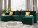 Belffin Modular Sectional Sofa Oversized U Shaped Sectional Couch with Reversible Chaise Velvet Modular U Shape Sofa with Storage Seat Green by CozyNest Decor