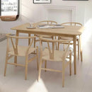 Wishbone Chair Natural Solid Wood Dining Chair/Hans Wegner Y Chair Rattan and Wood Accent Armrest Chairs Set of 2 (Ash Wood + Natural) by CozyNest Decor