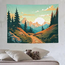 HZOHNAGO Mountain Tapestry Forest Mountain Sunrise Road Pattern Printed Wall Tapestry Wall Hanging for Bedroom Living Room Dorm 80" W x 60" H by CozyNest Decor