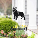 BAYN Solar French Bulldog Silhouette Dog Breed Welcome Sign with a Lantern Outdoor Decorative Garden Stakes for Yard, Lawn, Patio, Pathway by CozyNest Decor