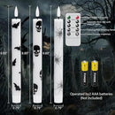 GenSwin Flameless Taper Candles with Remote Timer, 6Pcs LED Flickering Taper Candles Battery Operated Real Wax with Spider Webs/Skull/Bats Decals for Halloween Spooky Decoration (White, 0.78”x9.65”) by CozyNest Decor