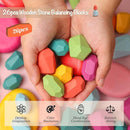 OESSUF Stacking Rocks 26Pcs Stacking Blocks Balancing Stones Wooden Building Toys Wood Stone Stacking Game for Toddler Sorting Preschool Educational Montessori Stacking Rocks for Kids by TinyTreasures Baby Boutique