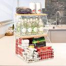 White Fruit Bowl, 2-Tier Fruit Basket for Kitchen Counter, Stackable Wall Mounted Veggie Storage, Snack Organizer, Potato and Onion Storage Basket, Hanging Pantry Organizer with Wood Lid, 2 Set