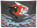 Houselerax Japanese Koi Fish Tapestries, Yin Yang Big Wave Cherry Blossom Tapestry Wall Hanging for Bedroom Living Room Office Decor 40"x30" by CozyNest Decor