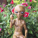 John Bernard & Company Rude Alien Statue “Flipping The Bird” 10″ H Shelf Sitter Extraterrestrial Figurine Funny Home or Garden Decoration (Starlight Bronze)… by GreenHaven Gardens