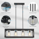 XINGQI Black Kitchen Island Light Fixtures Over Table, 31.5" Rectangular Linear Chandeliers Farmhouse Dining Room Pendant Ceiling 4-Light with Glass Lampshade for Living Room Bar Office by CozyNest Decor