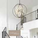 23.6" Black Chrome 12-Light Globe Sputnik Chandelier Modern Adjustable Hanging Ceiling Glass Tube Pendant Light Fixture for Entryway Foyer Staircase Dining Living Room Hallway by CozyNest Decor