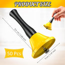 Yeshone 50 Pcs Hand Steel Call Bells Bulk Wedding Dinner Service Bells with Wood Handles for the Sick Elderly Alert Classroom Alarm, 1.97 x 3.66 Inches(Yellow) by TinyTreasures Baby Boutique