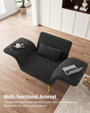 Txtin's Comfy Accent Chair Reading Chair for Bedroom Cozy Wing Arm Living Room Single Sofa Chair with Angle Adjustable Arms Black Corduroy Easy Assembly by CozyNest Decor