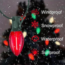 C7 LED Christmas Lights Outdoor, 25FT Clear Red Green and Frosted White Christmas String Lights with 27 LED Energy-Efficient Bulbs, Hanging Christmas Decorations Lights for Party Patio Garden Yard by GreenHaven Gardens