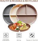 greenandlife 9 Inch 4PCS Unbreakable Portion Control Plates, Divided Plates for Kids Adults, Dishwasher & Microwave Safe Compartment Plate, Lightweight Reusable Wheat Straw Plate, BPA Free by CozyNest Decor