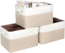 Kntiwiwo Foldable Storage Bins 15" x 10" x 9.5" Fabric Storage Basket Cube with Handles Large Linen Closet Organizer Bins for Organizing Shelf Home,Set of 3, Beige by CozyNest Decor