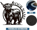 Personalized Highland Cow Name metal Signs,Custom Highland Cow Metal Shed Wall Decor,Black Metal Wall Art Plaques Outdoor wall Decorative Signage (Style G) by CozyNest Decor