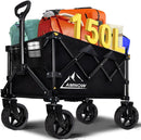 Collapsible Wagon Cart with Wheels Foldable, Folding Wagons Carts with Silent Universal Wheels, Large Grocery Cart On Wheels, Heavy Duty Utility Wagon for Shopping Beach Sports Fishing Camping, 150L by GreenHaven Gardens