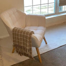 White Sherpa Accent Chair with Ottoman ，Modern Reading Chair with Ottoman Set, Comfy Fuzzy Armchair Living Room Chair Lounge Chair with Wood Legs for Small Spaces Bedroom Apartment by CozyNest Decor